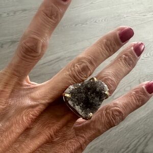 Gold and SilverCrystal Statement Ring Adjustable